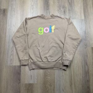 Golf Wang Sweatshirt Mens Small Beige GOLF Logo Crewneck Fleece Pullover